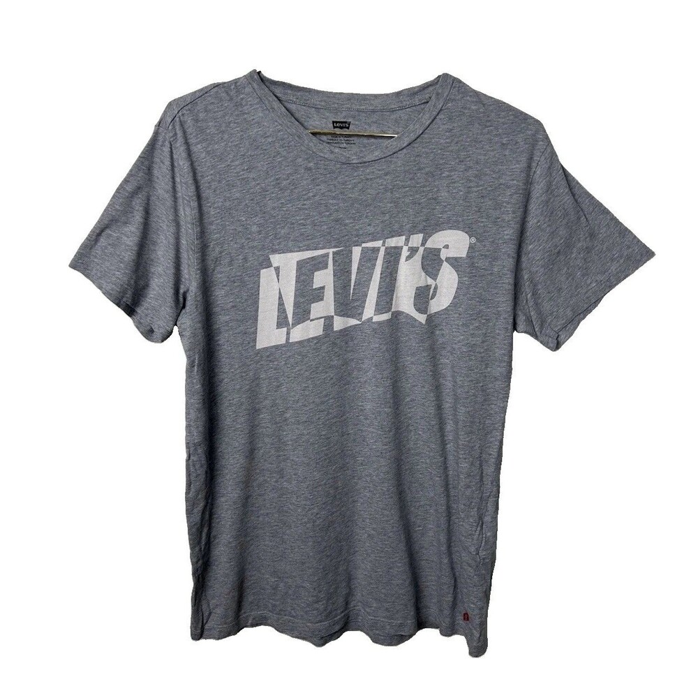 Levis Mens Size Medium Light Gray Short Sleeve Classic Crewneck Cotton Tee Shirt